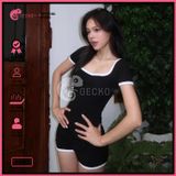  Bikini 1 Mảnh Bodysuit Tay Ngắn Quần Đùi GECKO 1M03 