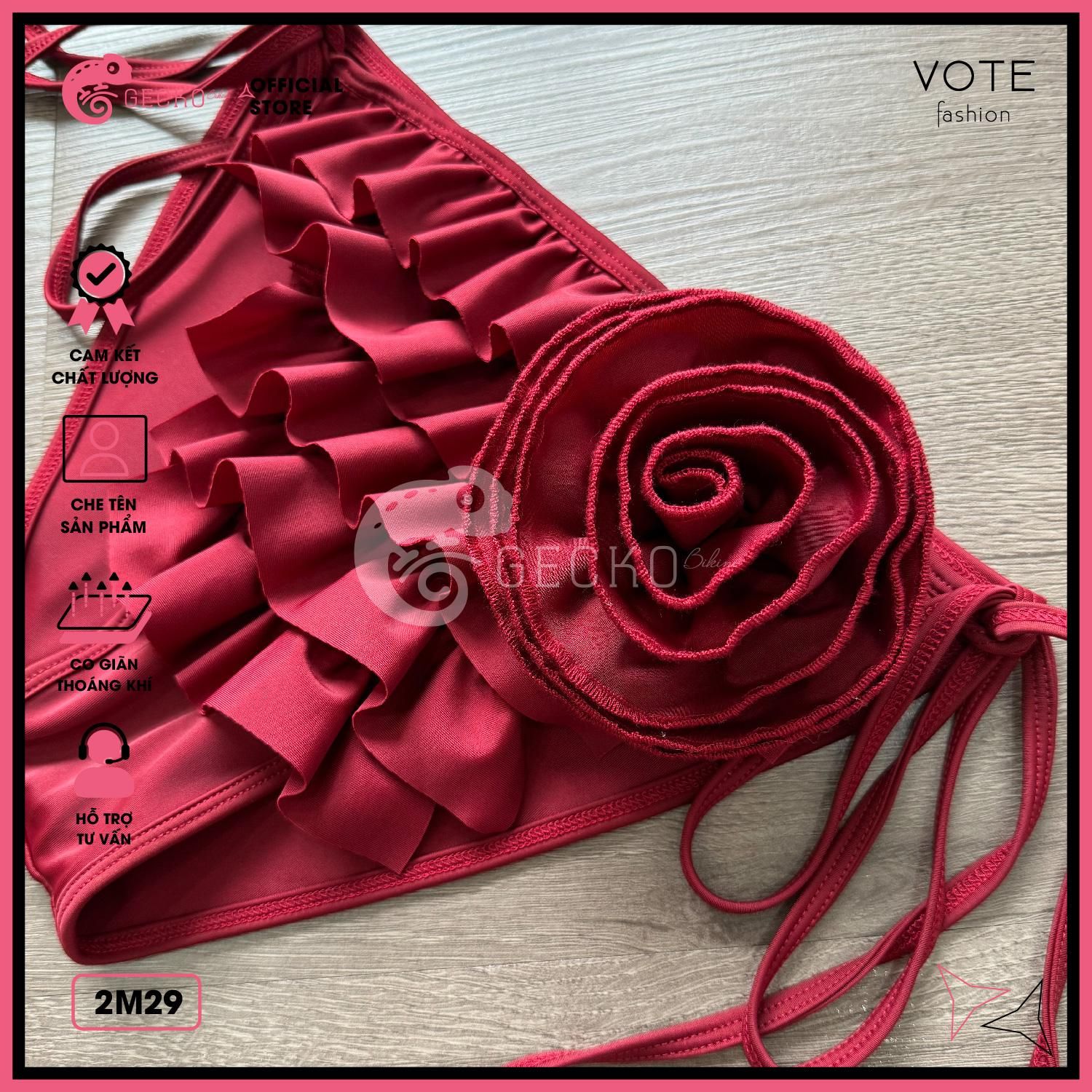  Bikini 2 Mảnh Bèo Tấng Phối Khoen Dễ Thương GECKO 2M29 