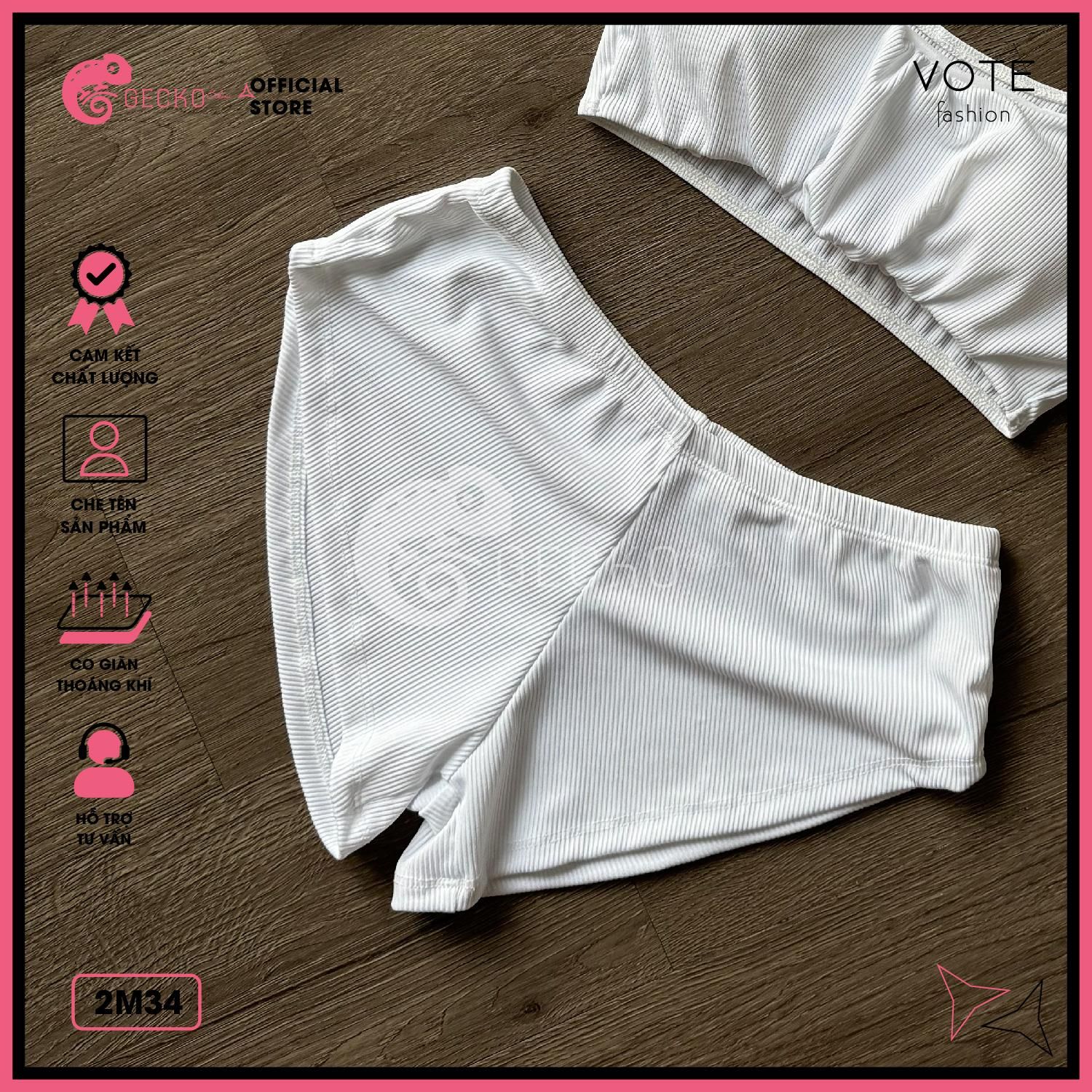  Bikini 2 Áo Crotop Phối Quần Đùi Thun Gân GECKO 2M34 
