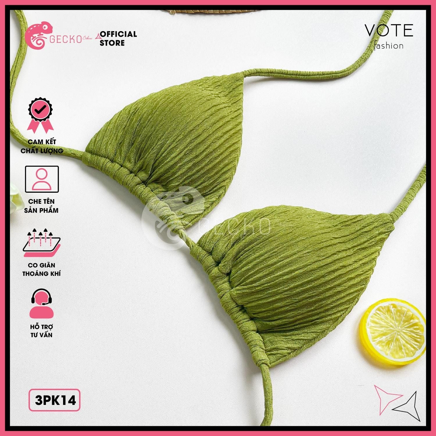  Áo Lẻ Bikini  Tam Giác Xốp Nhật GECKO 3PK14 