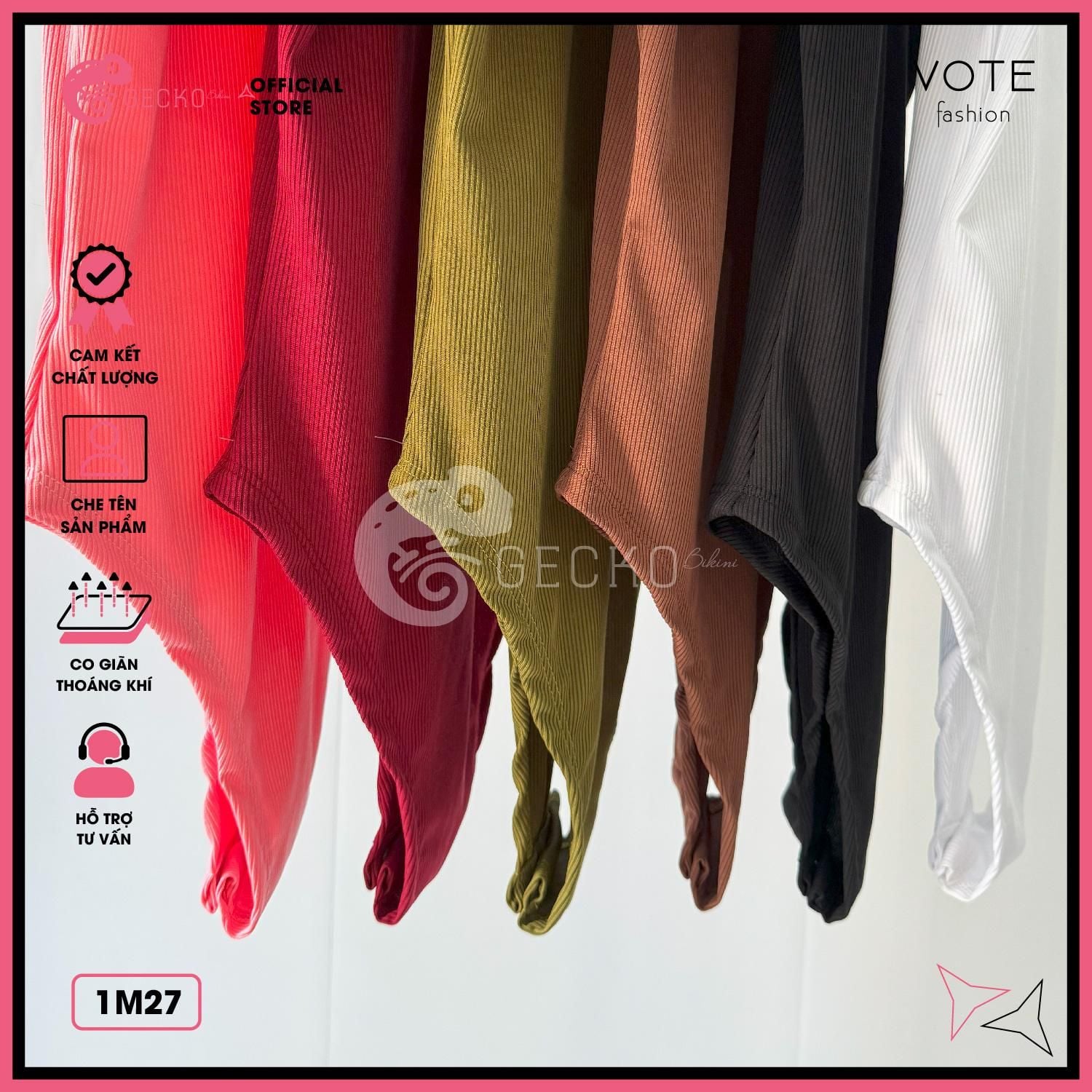  Bikini 1 Mảnh Áo Thun Bodysuit Không Có Mút Tay Ngắn Đáy Chip GECKO 1M27 