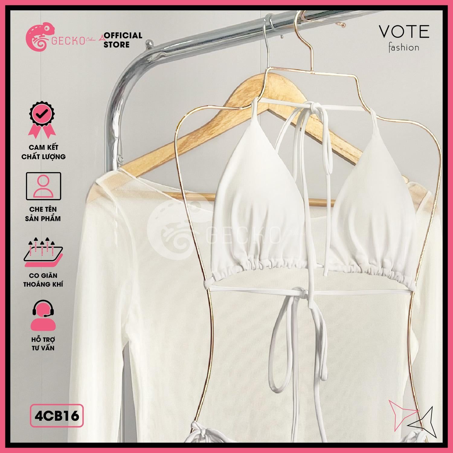  Combo 3 Món Bikini 2 Mảnh Phối Áo Lưới Trễ Vai Mặc Ngoài GECKO 4CB16 