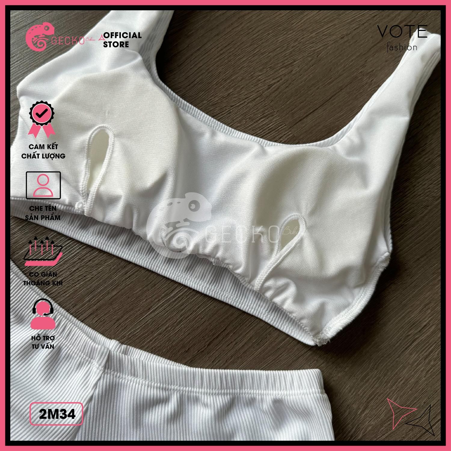  Bikini 2 Áo Crotop Phối Quần Đùi Thun Gân GECKO 2M34 