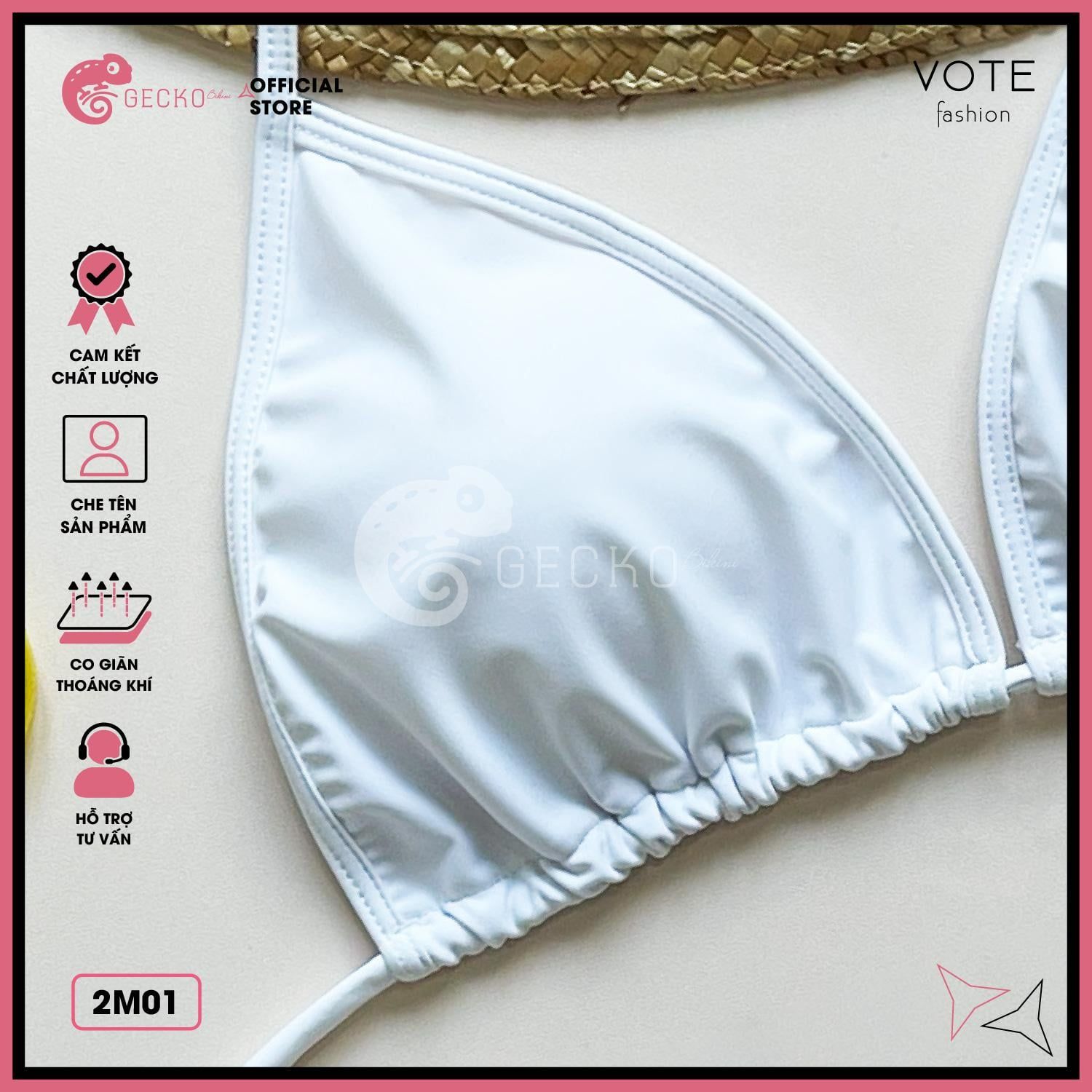  Áo Lẻ Bikini Tam Giác Trắng Đen GECKO 2M01-AL 