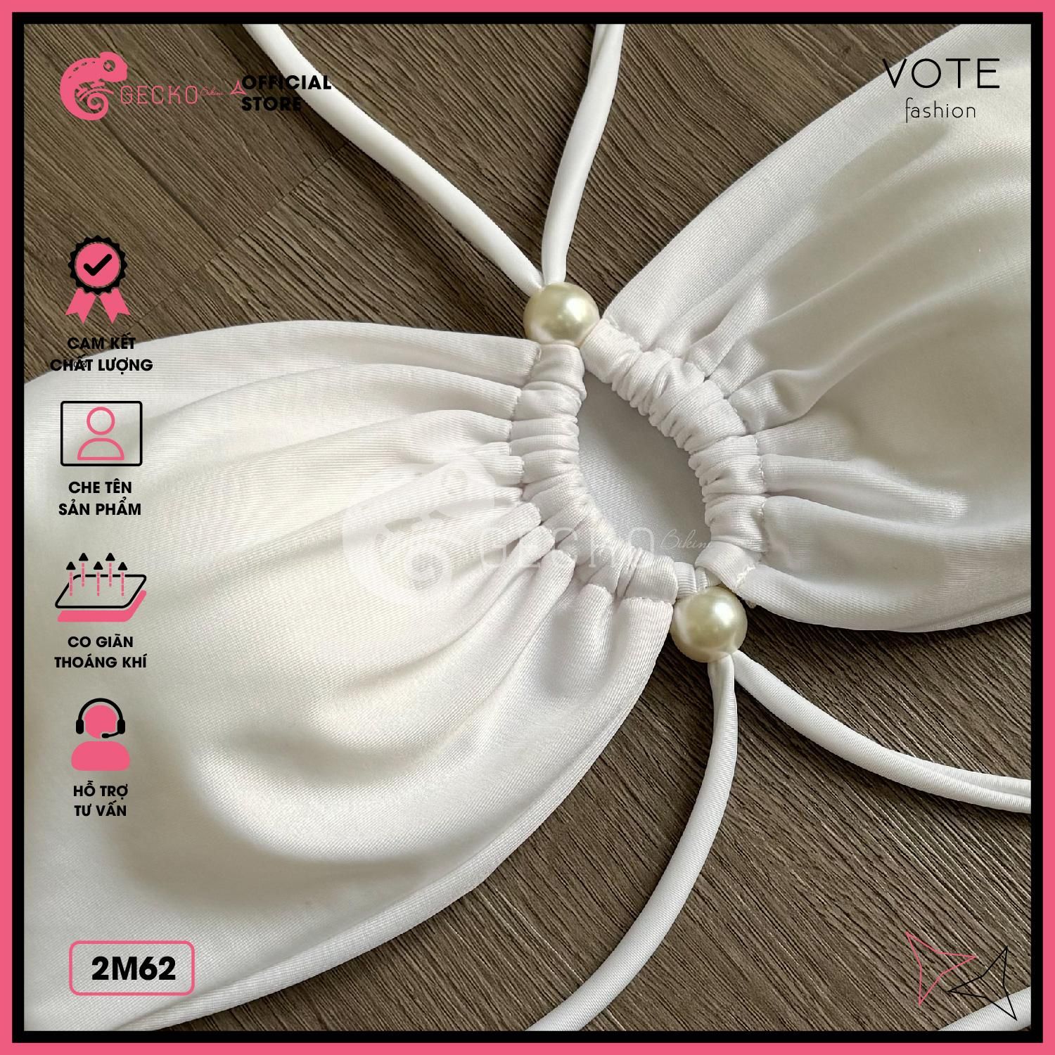  Bikini 2 Mảnh Áo Cúp Ngực Thắt Dây Đính Ngọc GECKO 2M62 