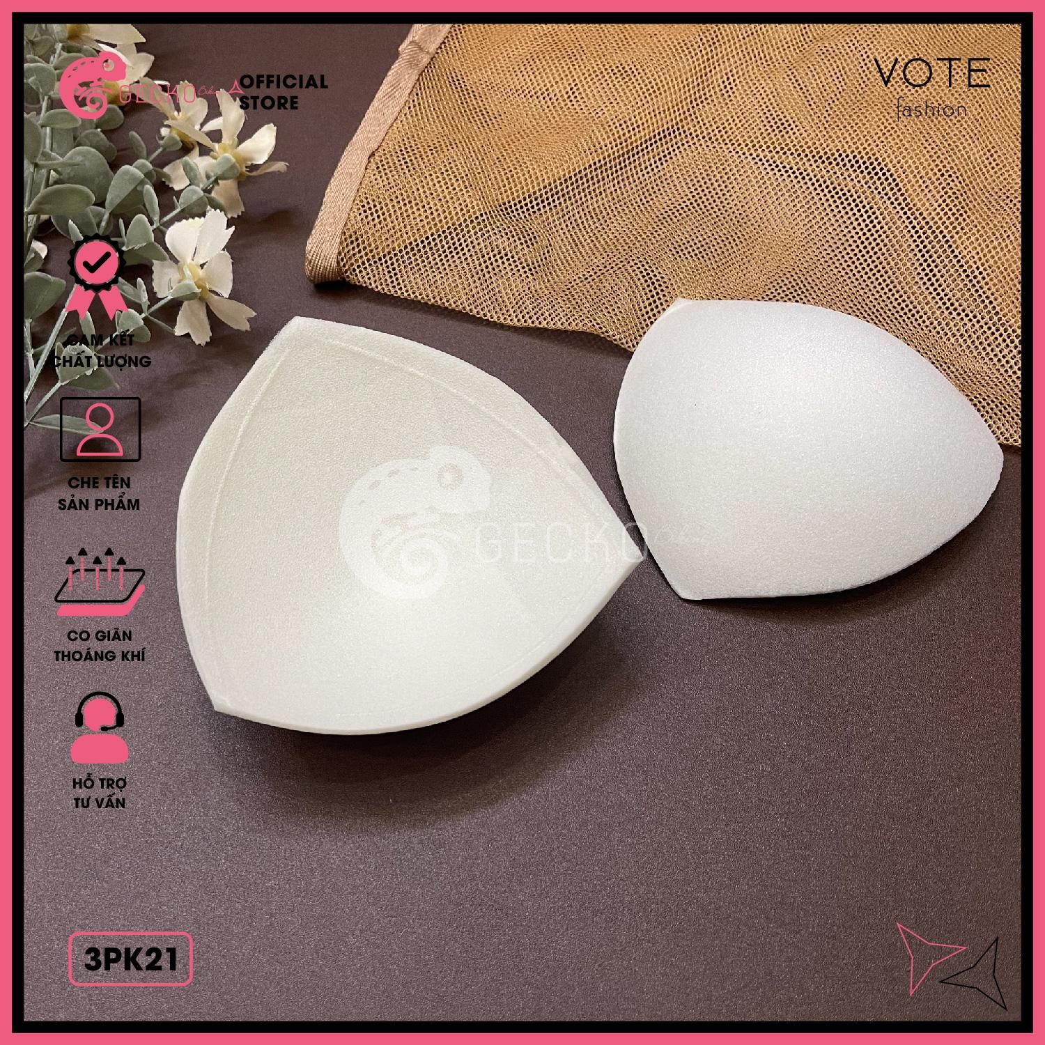  Cặp 2 Mút Đệm Tam Giác Dùng Mặc Kèm Áo Bra Bikini GECKO 3PK21 