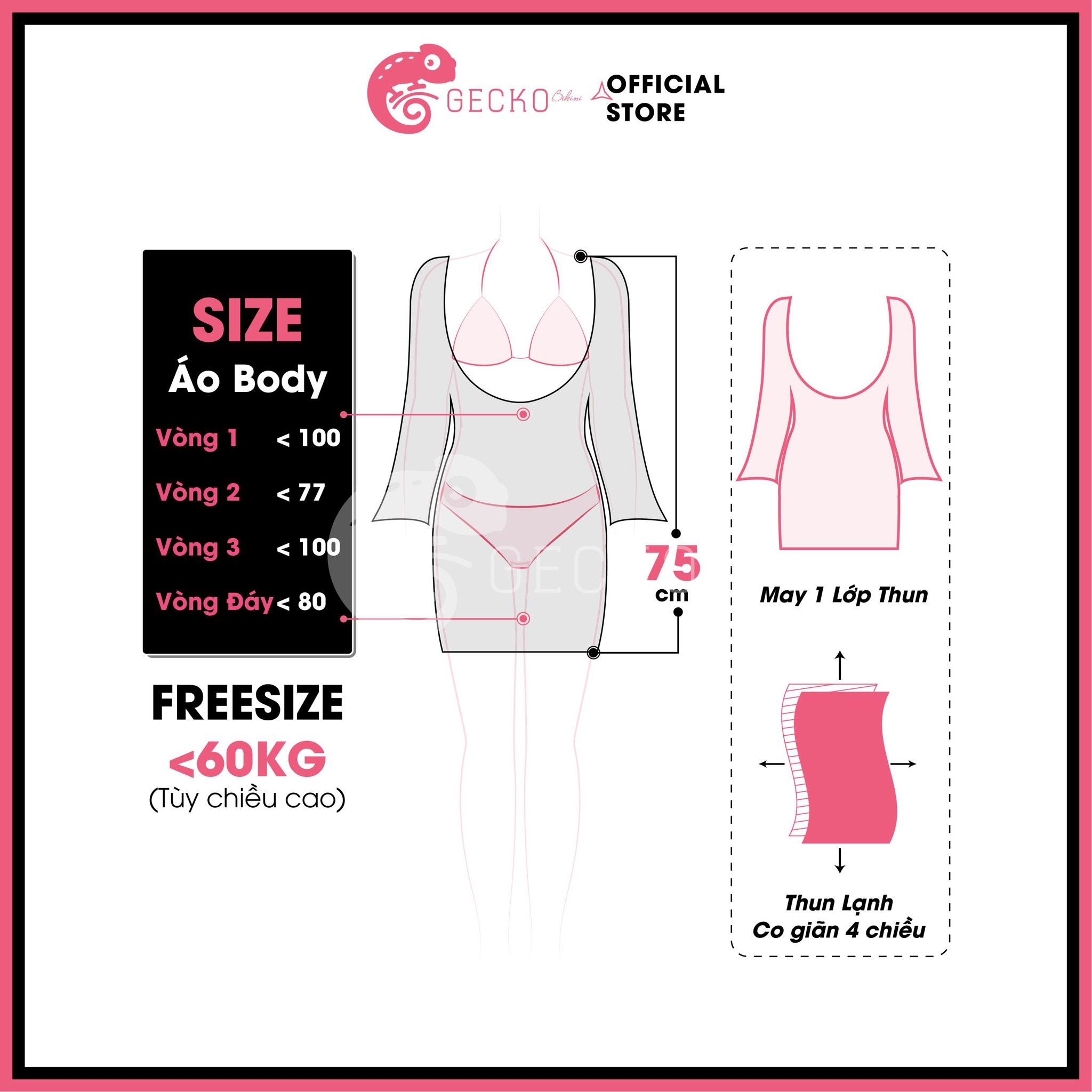  Áo Lưới Tay Loe Xuyên Thấu Mặc Kèm Bikini Ôm Body Dáng Ngắn GECKO 3PK13 