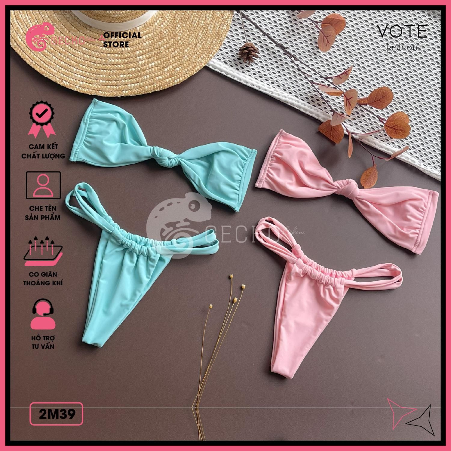  Bikini 2 Mảnh Áo Chéo Quần Nhỏ Đan Dây GECKO 2M39 