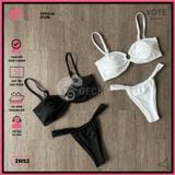 Bikini 2 Mảnh Áo Phối Khoen Trắng Đen Quần Lotkhe GECKO 2M52 
