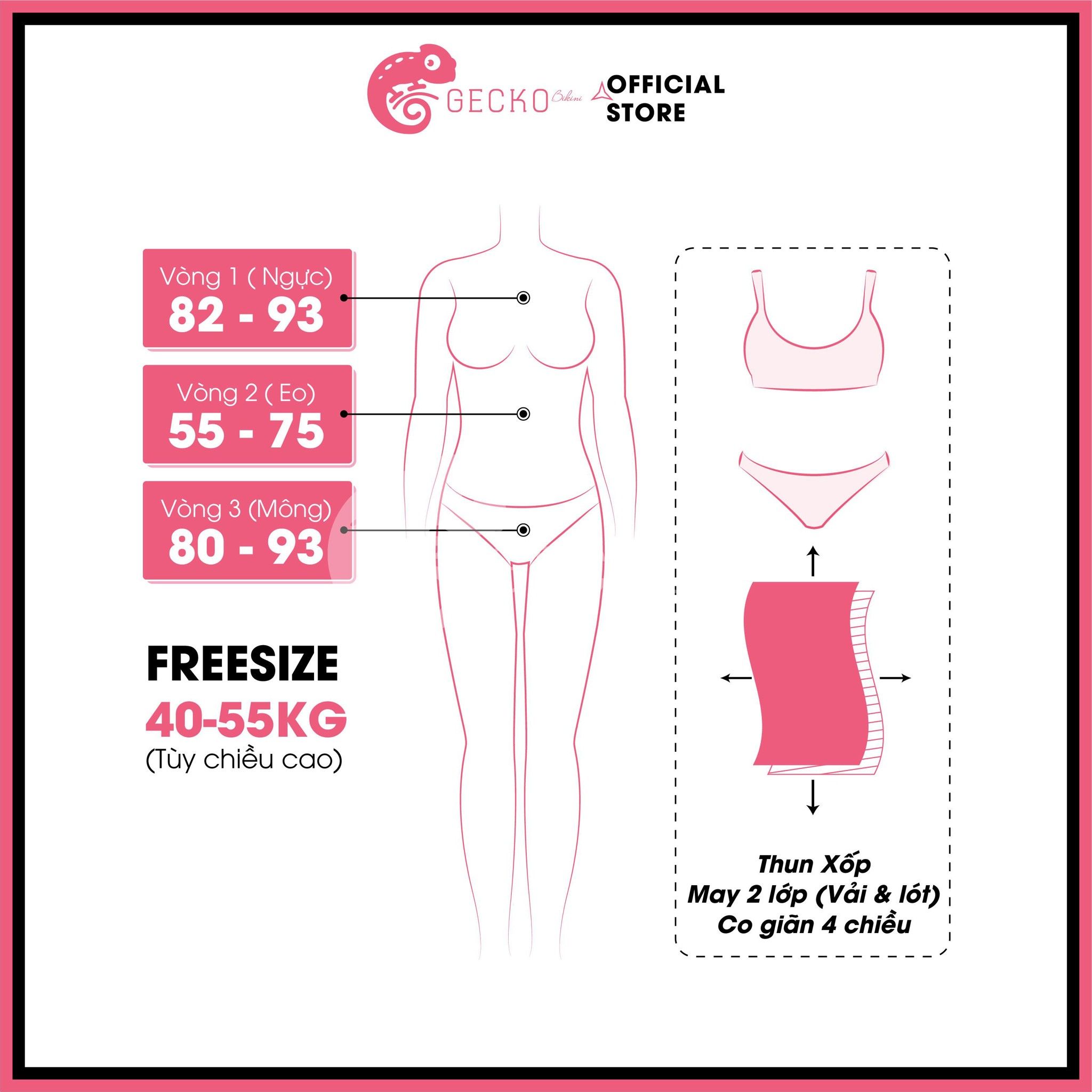  Bikini 2 Mảnh Tam Giác Thun Vằn Xốp Nhật Phối 6 Khoen GECKO 2M35 