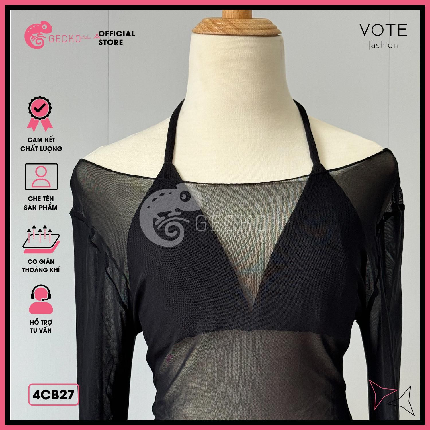  Combo 3 Món Bikini Xốp Nhật Áo Lưới Trễ Vai Dáng Ngắn GECKO 4CB27 