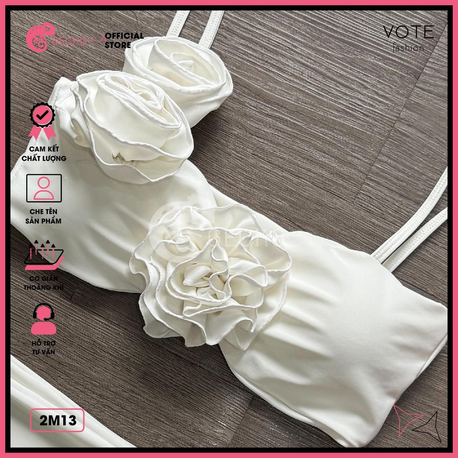  Bikini 2 Mảnh Hoa Hồng Quần Chip Dễ Thương GECKO 2M13 