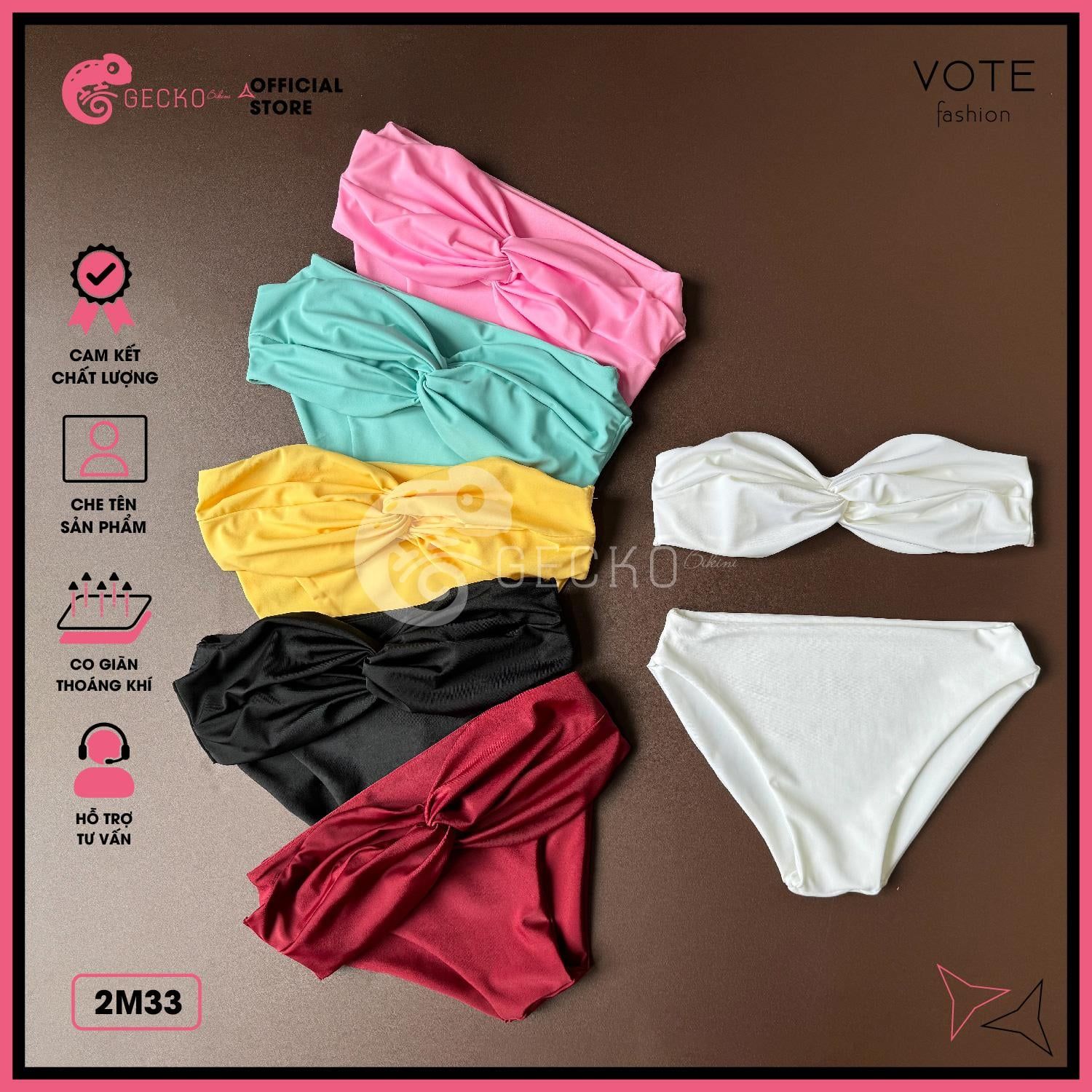  Bikini 2 Mảnh Áo Xoắn Cúp Ngang Gợi Cảm GECKO 2M33 