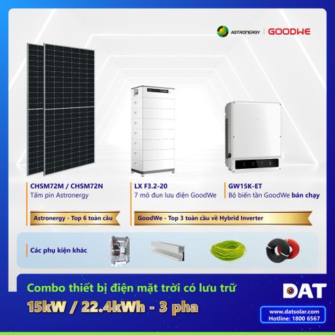 Muốn Lưu Trữ Và Tiết Kiệm Tiền Điện Đến 6 Triệu Đồng/ Tháng, Lắp Hệ Thống 15kW Lưu Trữ 22,4kWh 3 pha