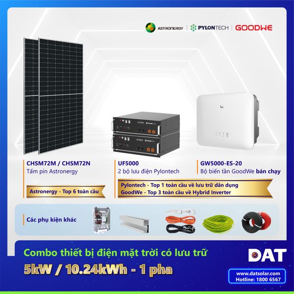 Muốn Lưu Trữ Và Tiết Kiệm Tiền Điện Đến 2 Triệu Đồng/ Tháng, Lắp Hệ Thống 5kW Lưu Trữ 10,24kWh