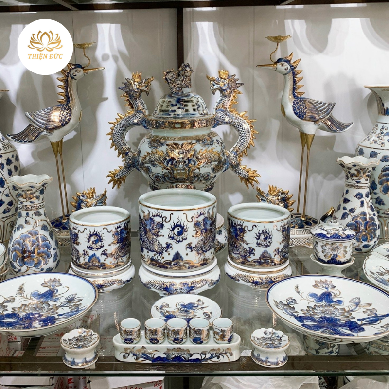  BỘ ĐỒ THỜ GỐM BÁT TRÀNG MẪU GBT07 