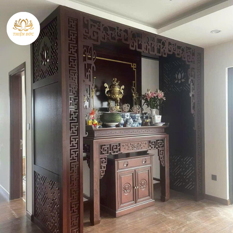  VÁCH NGĂN BÀN THỜ TREO TƯỜNG ĐẸP ĐẶC BIỆT CẮT CNC - MẪU VN30 