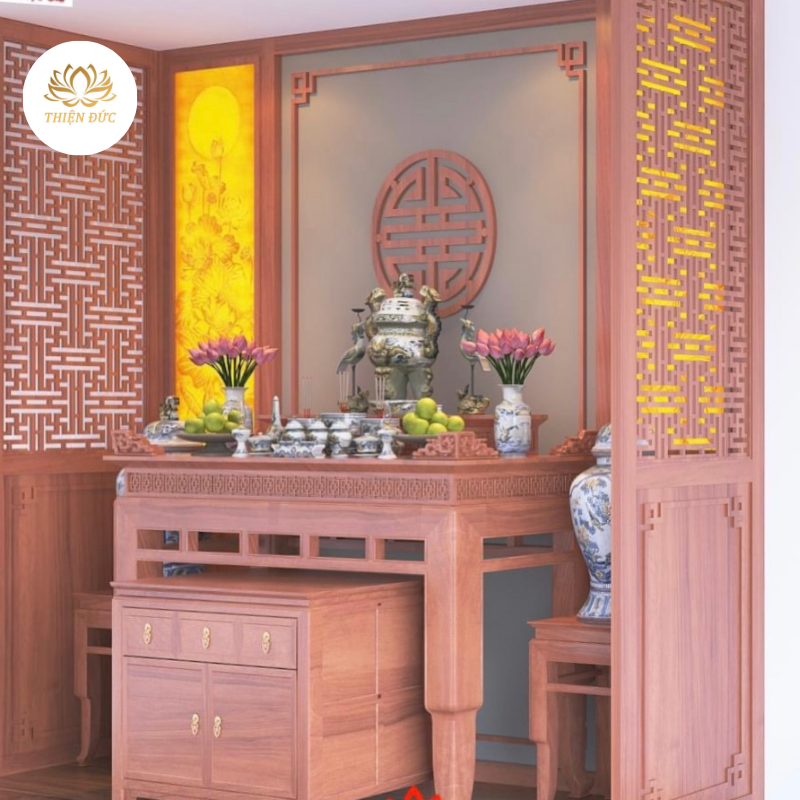  VÁCH NGĂN BÀN THỜ TREO TƯỜNG ĐẸP ĐẶC BIỆT CẮT CNC - MẪU VN48 