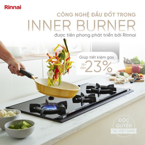 Bếp gas âm Rinnai 780mm 2 đầu đốt trong RVB-2i(AB)