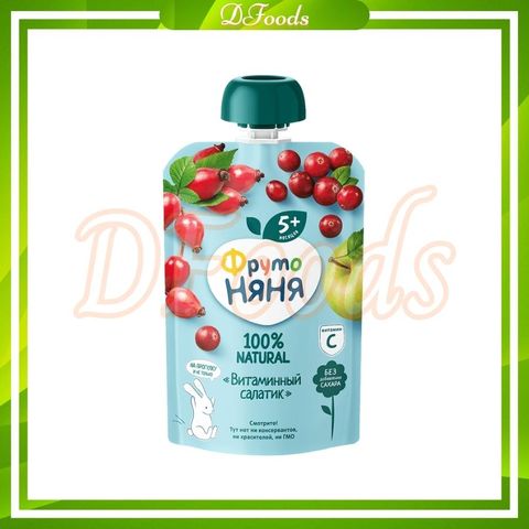 Trái Cây Nghiền Fruto Nga 90gr Vị Táo, Quả Tầm Xuân