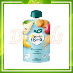 Trái Cây Nghiền Fruto Nga 90gr Vị Chuối, Táo, Bánh Quy