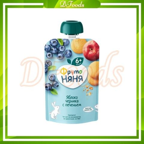 Trái Cây Nghiền Fruto Nga 90gr Vị Táo, Việt Quất, Bánh Quy