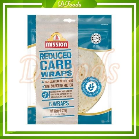 Vỏ bánh Roti Ăn Kiêng Mission Reduced Carb Wraps 270gr (8 cái)