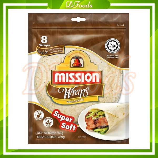 Vỏ bánh Roti Ngũ Cốc Mission Wraps Wholegrain 360gr (8 cái)
