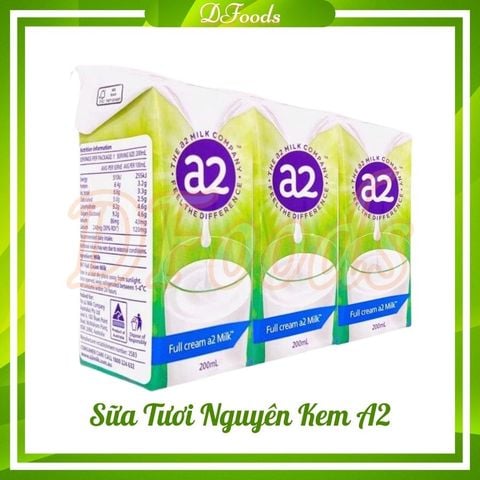 Thùng 24 hộp Sữa Tươi Nguyên Kem A2 Úc dạng nước 200ml