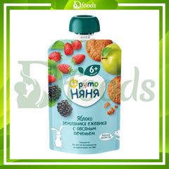 Trái Cây Nghiền Fruto Nga 90gr Vị Táo, Dâu, Bánh Quy