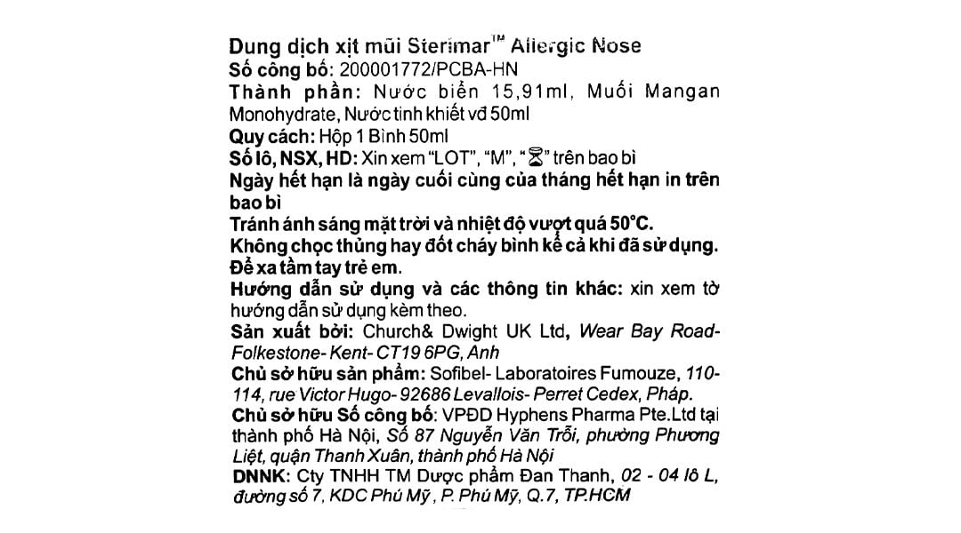  Dung dịch xịt mũi Stérimar Allergic Nose 50ml hỗ trợ điều trị viêm mũi dị ứng cho trẻ từ 6 tháng - người lớn 