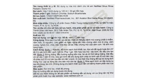  Bộ vệ sinh mũi 1 bình + 30 gói NeilMed Sinus Rinse Kids vệ sinh mũi xoang cho trẻ 