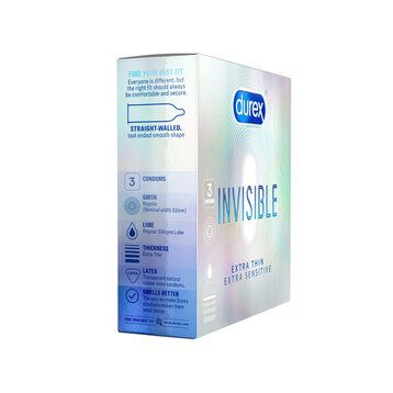  Bao cao su Durex Invisible Extra Thin Extra Sensitive siêu mỏng, vừa vặn và ôm sát (3 cái) 