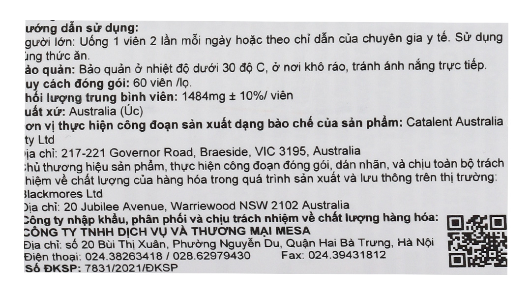  Viên uống Blackmores Pregnancy & Breast - Feeding Gold cung cấp vitamin và khoáng chất (60 viên) 