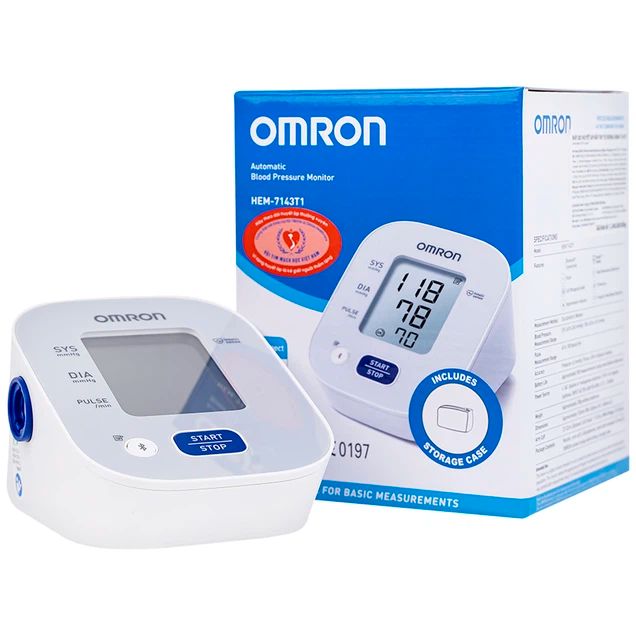  Máy đo huyết áp bắp tay tự động Omron HEM 7143T1 cho kết quả chính xác, nhanh chóng 