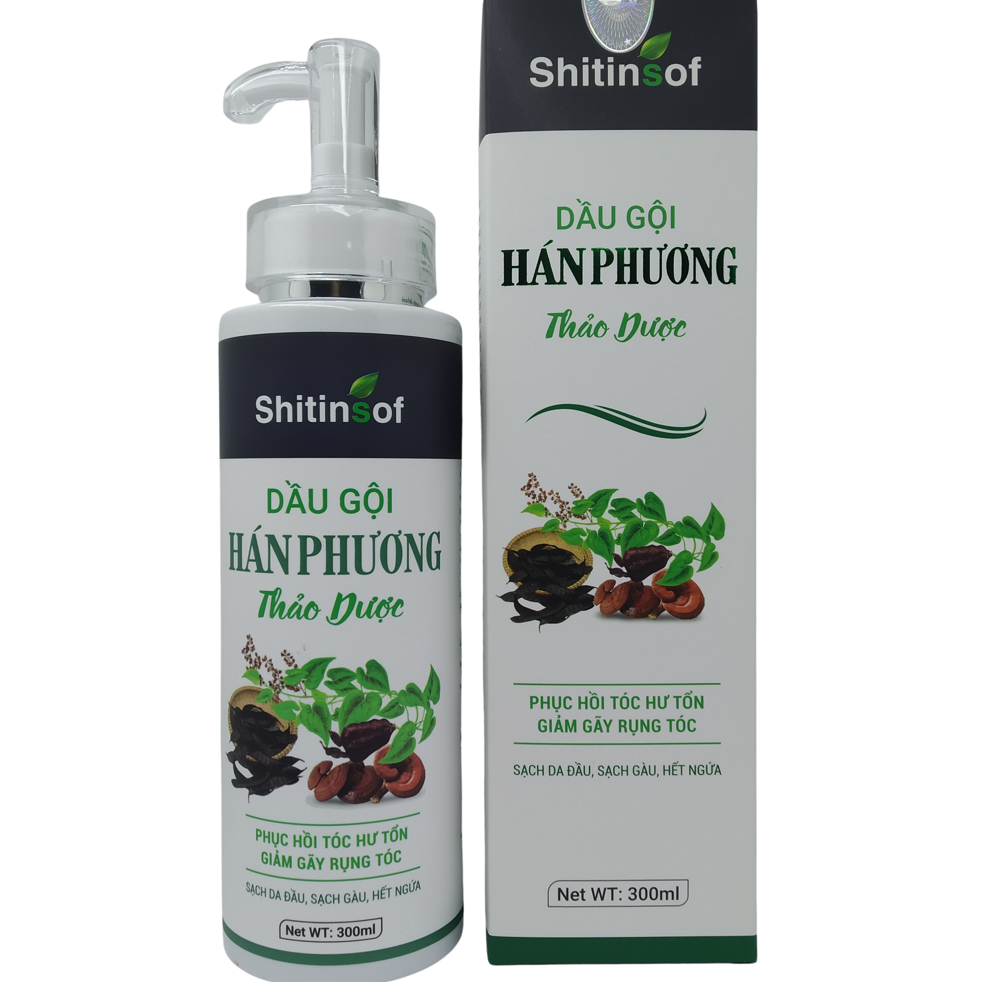  Shitinsof Dầu gội Hán Phương thảo dược chai vòi 300ml - Giúp sạch gàu, giảm ngứa da đầu, phục hồi tóc hư tổn 
