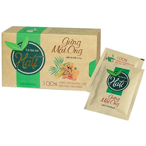  Trà hòa tan Hati Gừng Mật Ong DHG Pharma hỗ trợ tiêu hóa, giảm ho do nhiễm lạnh (4g x 24 gói) 