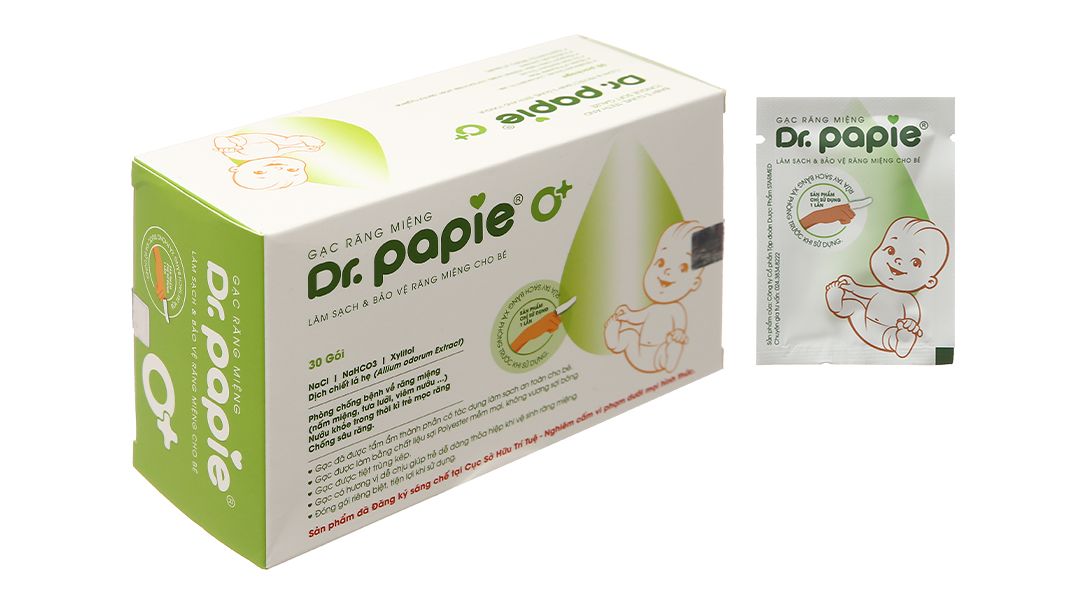  Gạc răng miệng Dr.Papie làm sạch và bảo vệ răng miệng cho bé (30 gói) 