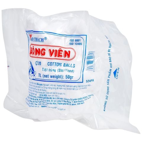  Bông gòn viên y tế thấm nước Bảo Thạch dùng để làm sạch vết thương, thấm máu và dịch tiết gói 50g 