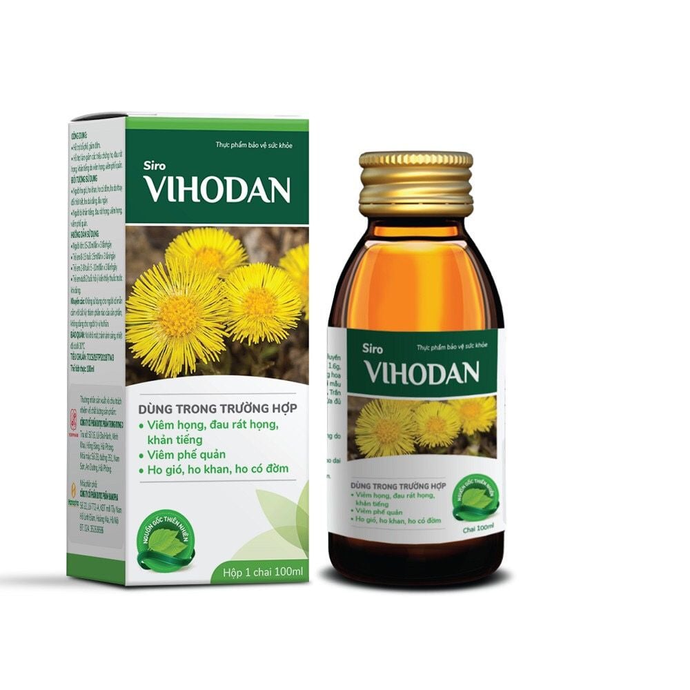  Siro ho Vihodan hỗ trợ bổ phế, giảm đờm, giảm ho, đau rát họng (Chai 125ml) 