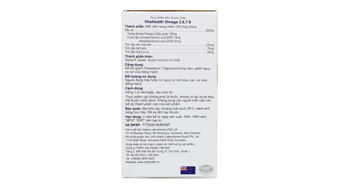  VitaHealth Omega 3,6,7,9 bổ mắt, ngừa xơ vữa động mạch hộp chai 30 viên 