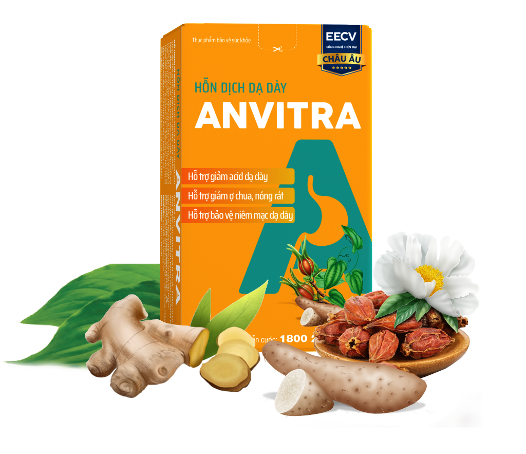  Hỗn dịch dạ dày Anvitra 15ml giảm acid dạ dày, ợ chua, nóng rát, bảo vệ niêm mạc dạ dày (15 gói) 