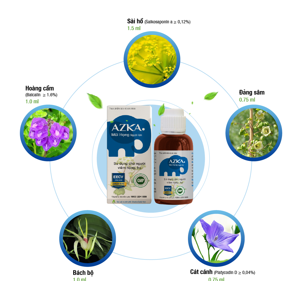  Thực phẩm bảo vệ sức khỏe Azka mũi họng người lớn 120ml 