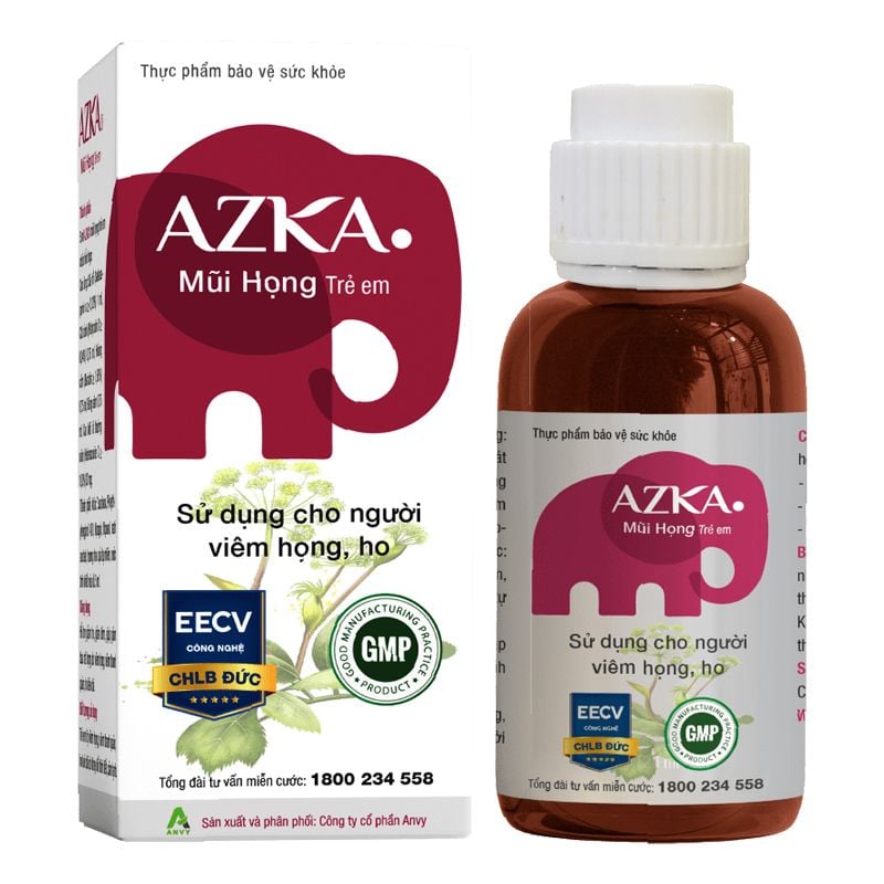  Thực phẩm bảo vệ sức khỏe Azka mũi họng trẻ em Chai 120ml 