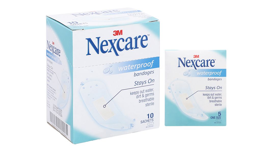  Băng cá nhân chống thấm Nexcare (65 x 25mm) hộp 10 gói x 5 miếng 