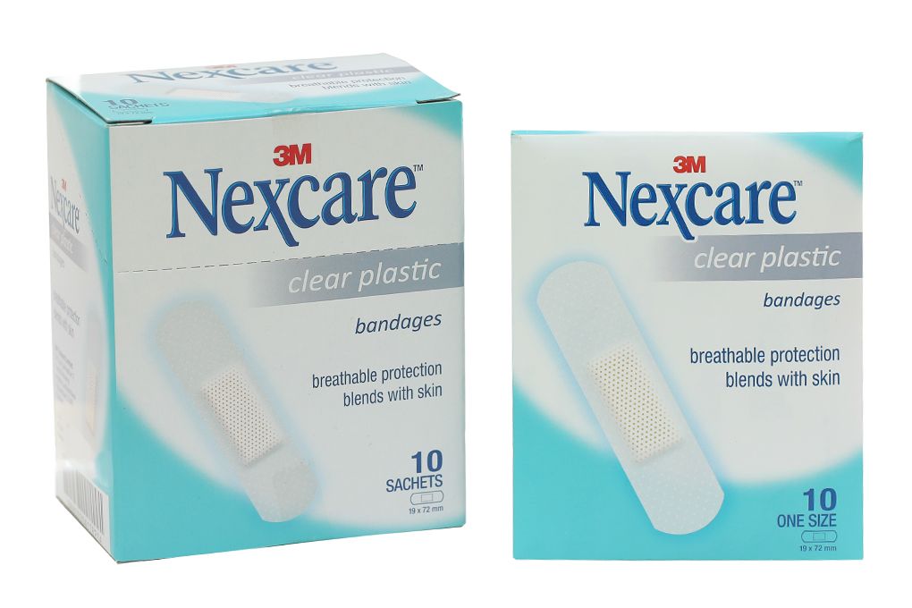  Băng cá nhân Nexcare trong suốt gói 10 miếng (19mm x 72mm) 
