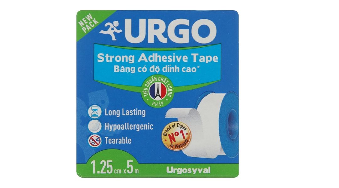  Băng keo lụa có độ dính cao Urgosyval Strong Adhessive băng vết thương trong phẫu thuật, cố định thiết bị y tế (1.25cm x 5m) 