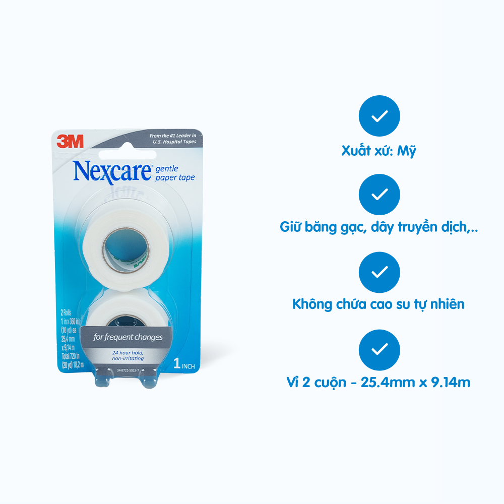  Băng Keo Y Tế Nexcare 3M 781-2PK Cuộn Giấy 2 Cuộn/Vỉ 