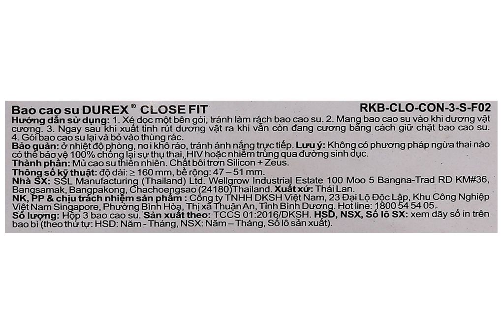  Bao cao su Durex Close Fit size 49mm hộp 3 cái 