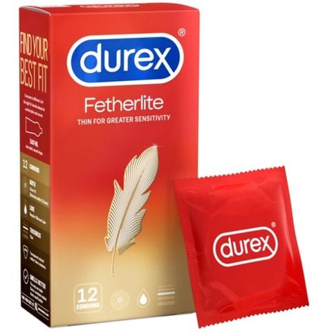  Bao cao su Durex Fetherlite vừa vặn, độ bảo vệ cao (12 cái) 